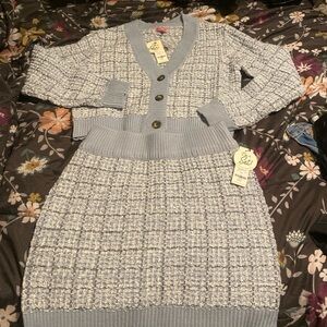 Francesca’s Two Piece Tweed Set Blue Size S